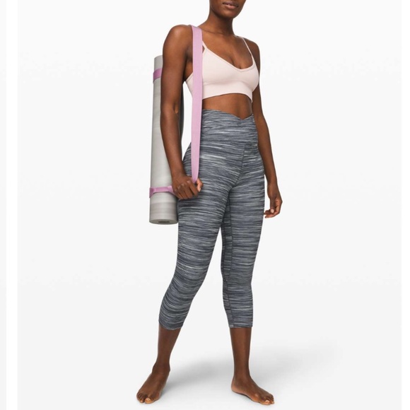 Lululemon Align Crop 21*Cross Waist Mini Space Dye Herringbone Heathered Black 2 - Picture 1 of 3